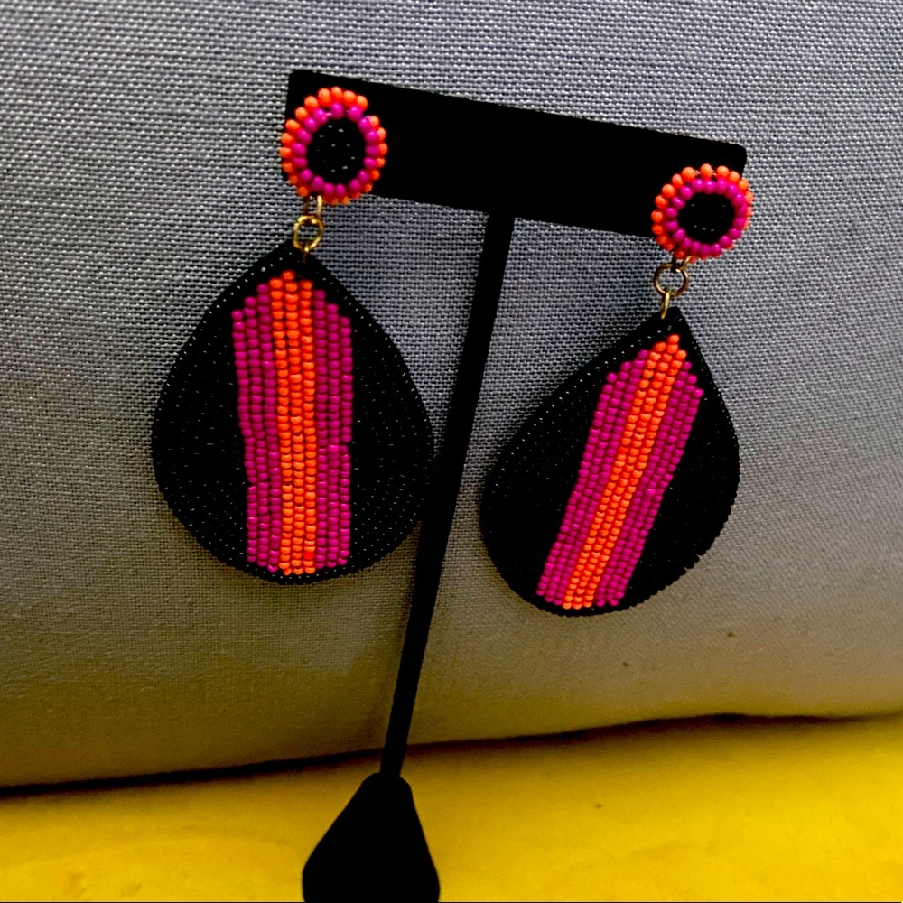 Beaded tear drop earrings!